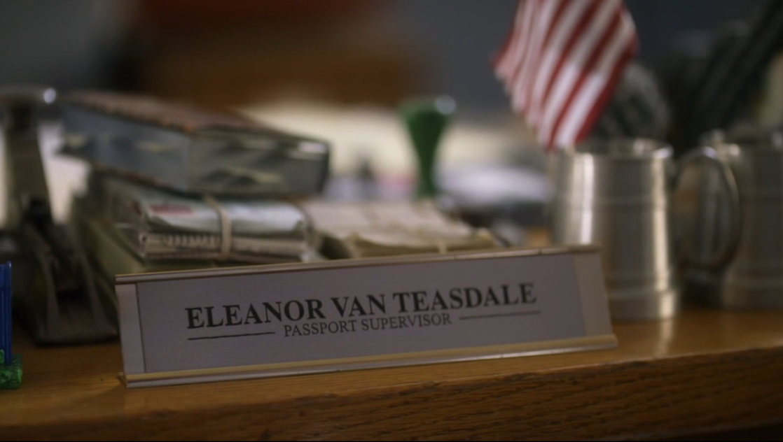 Eleanor Van Teasdale's name plate in Signed, Sealed, Delivered: Higher Ground