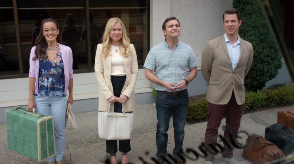 Crystal Lowe, Kristin Booth, Geoff Gustafson, Eric Mabius in Signed, Sealed, Delivered: The Road Less Traveled