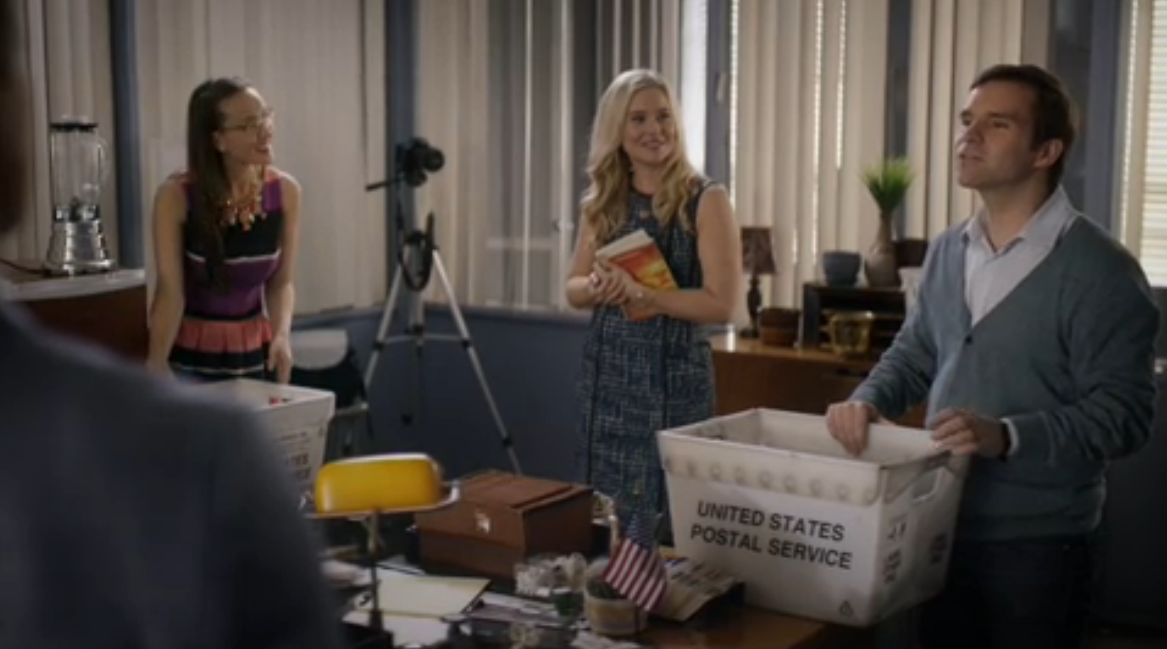 Geoff Gustafson as Norman, Crystal Lowe as Rita and Kristin Booth as Shane in Signed, Sealed, Delivered: Higher Ground