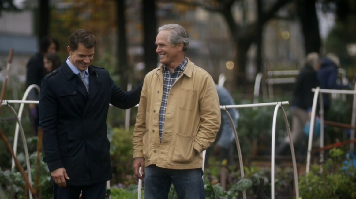 Eric Mabius and Gregory Harrison as Oliver and Joseph O'Toole in Signed, Sealed, Delivered: Higher Ground
