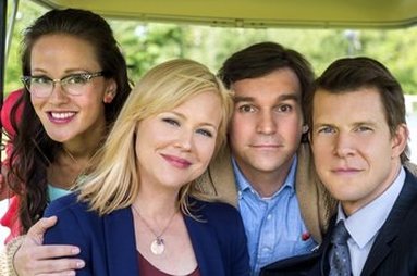 Crystal Lowe, Kristin Booth, Eric Mabius and Geoff Gustafson in Signed, Sealed, Delivered (Pilot)